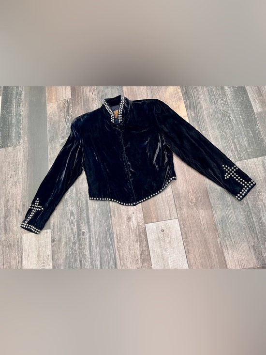 Double D Ranch Jackets & Blazers - Double D Ranch Wear Black Velvet Studded  Crossess Womens Cropped Jacket Sz M